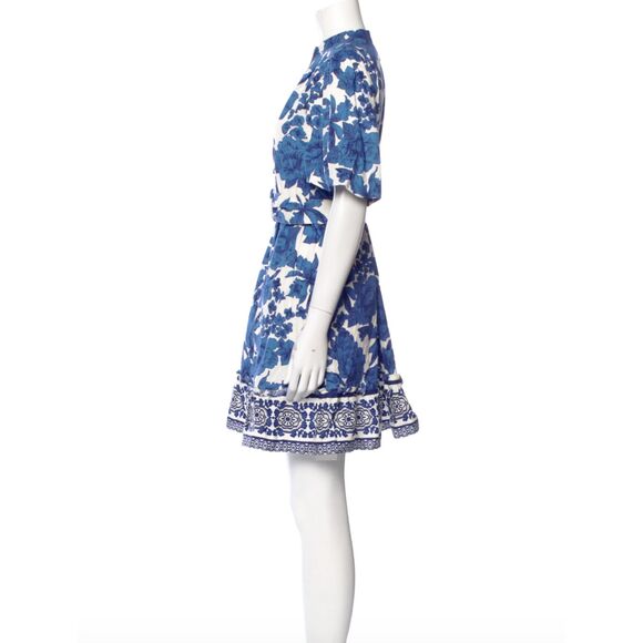 NWOT Joie Floral Puff Sleeve Shirt Dress (16) Blue & White Belted Fit & Flare - Picture 16 of 16